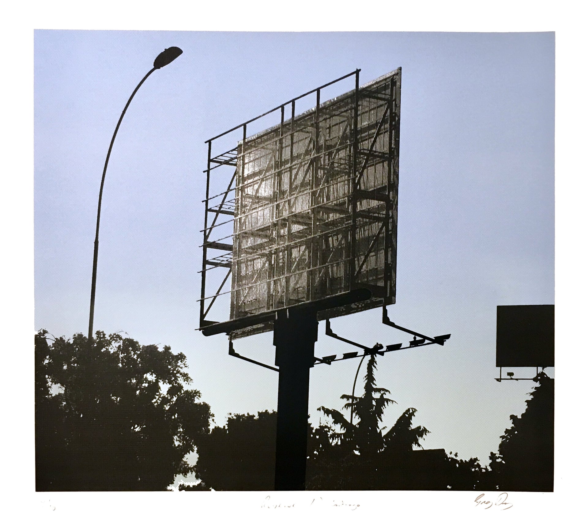 Reverse 1 Santiago — screenprint with silver leaf by Gregory Day