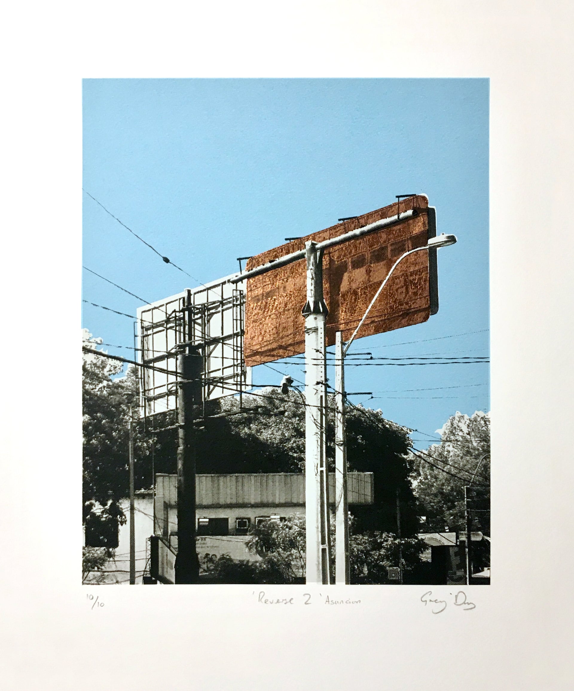 Reverse 2 Asuncion — two-colour silkscreen print with copper leaf by Gregory Day